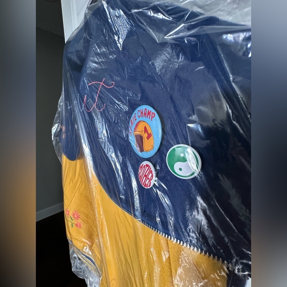 RARE MOTHER Split Hood Varsity Jacket Embroidered Yellow NWT In Orig. Packaging - Picture 9 of 16